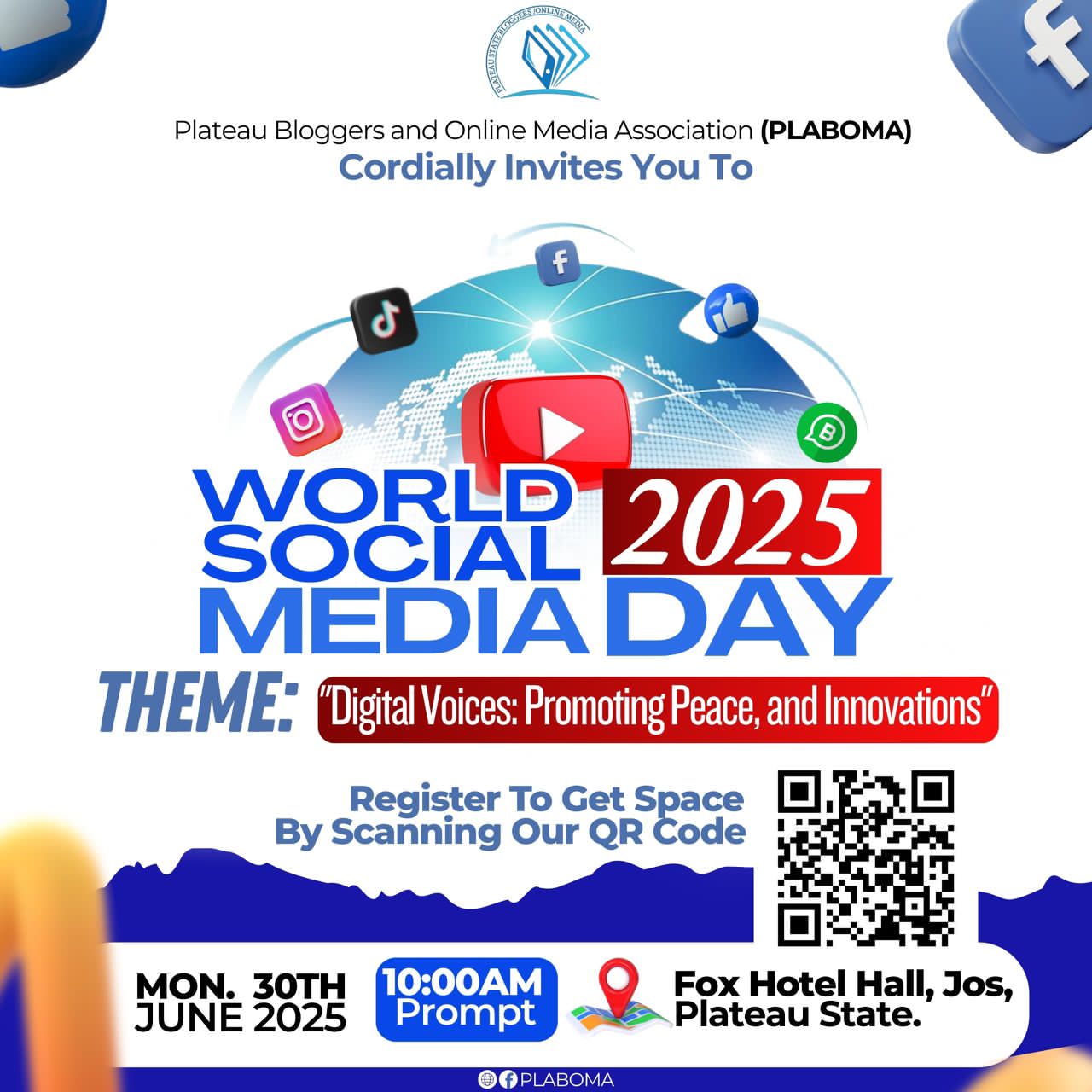 Join us as we celebrate World Social Media Day 2025 with the Plateau Bloggers and Online Media Association (PBOMA)!